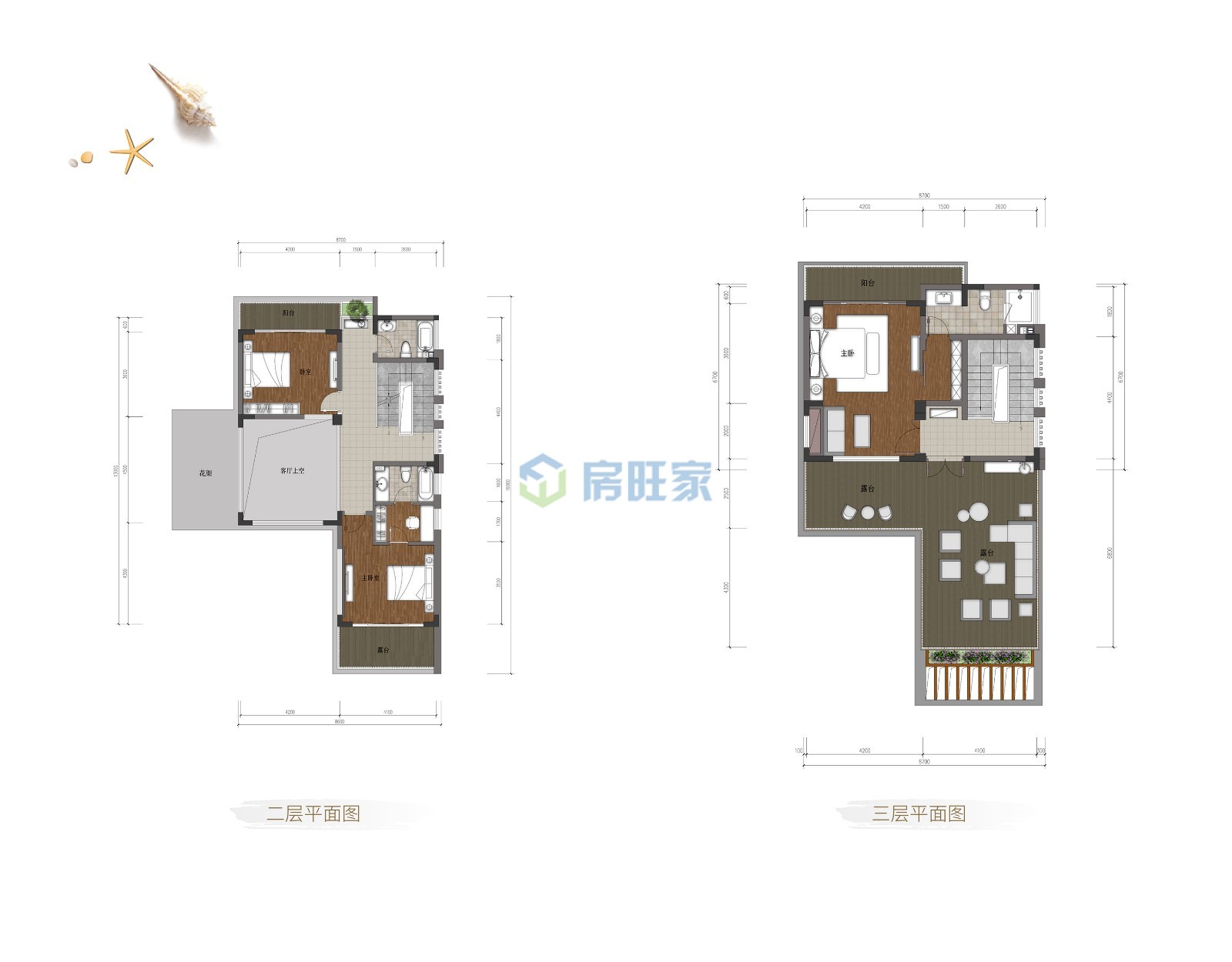 国安海岸别墅B户型二层三层 建面160平