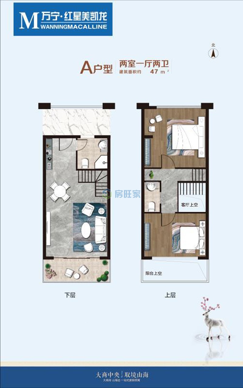 红星美凯龙建面47平米二房户型图