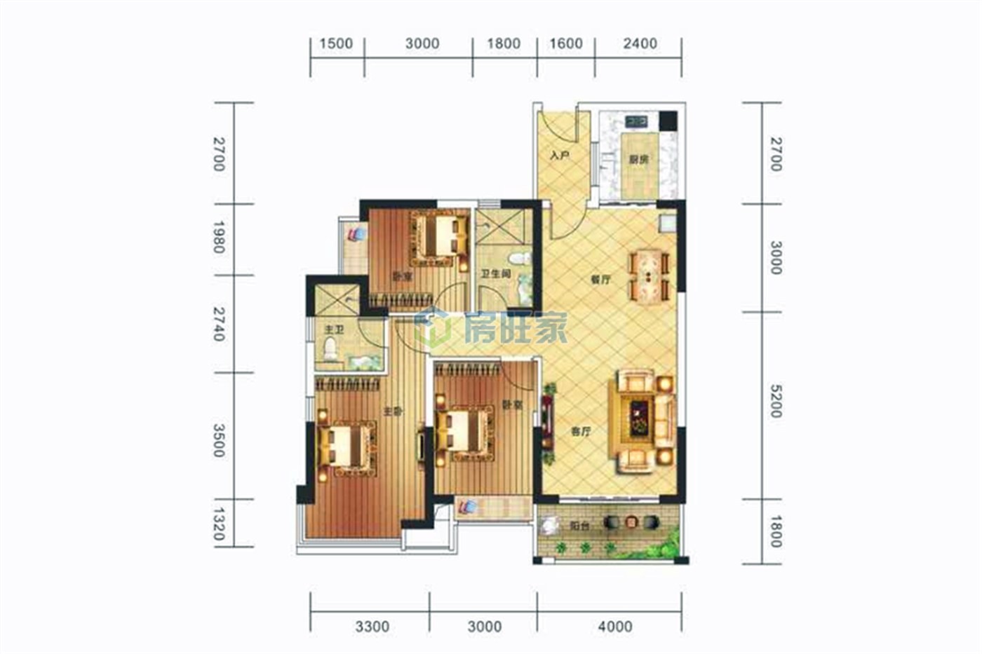 兆南熙园建面128平户型