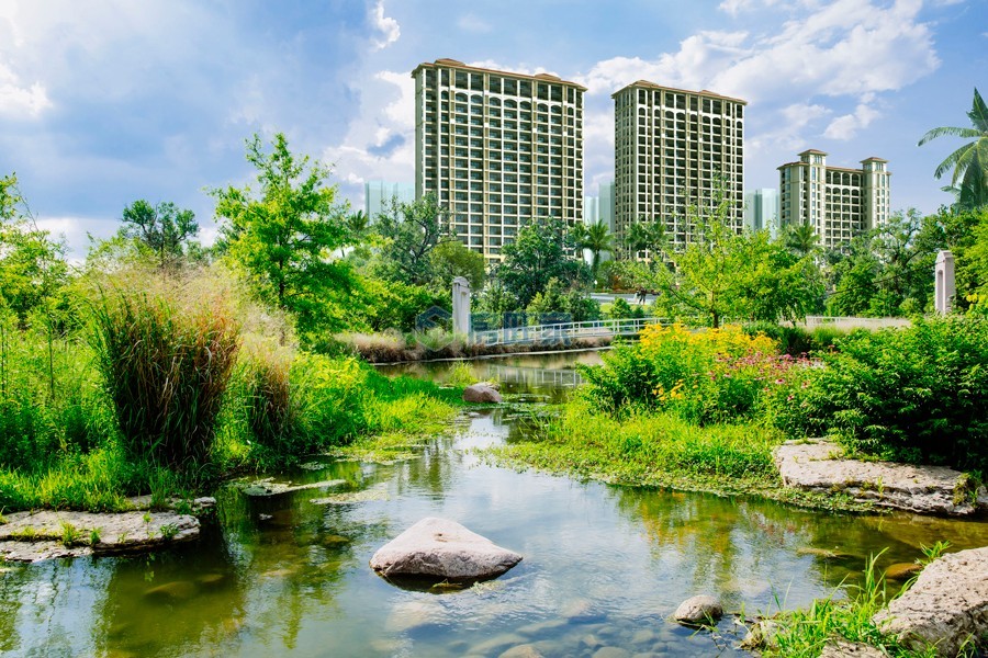 公园湖畔社区园林实景